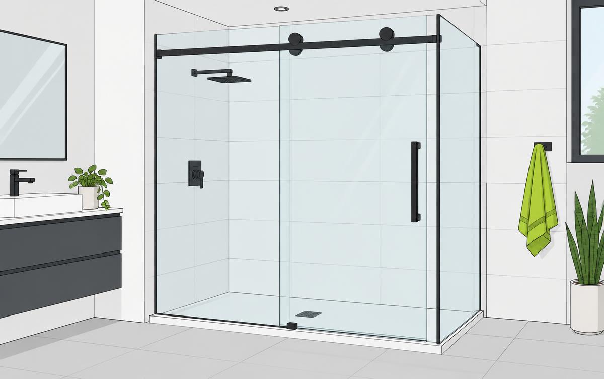 Illustration of sliding shower screen